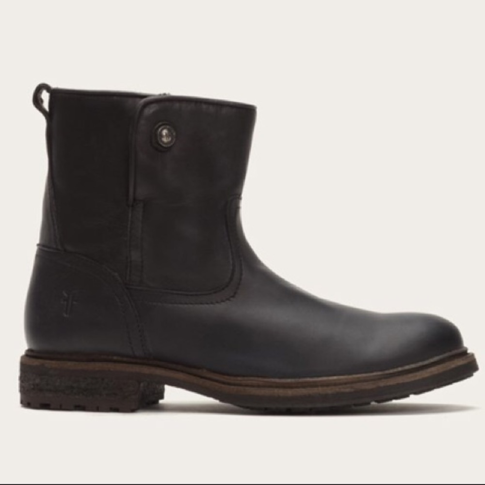 FRYE Mara Button Short leather shearling 8 8B